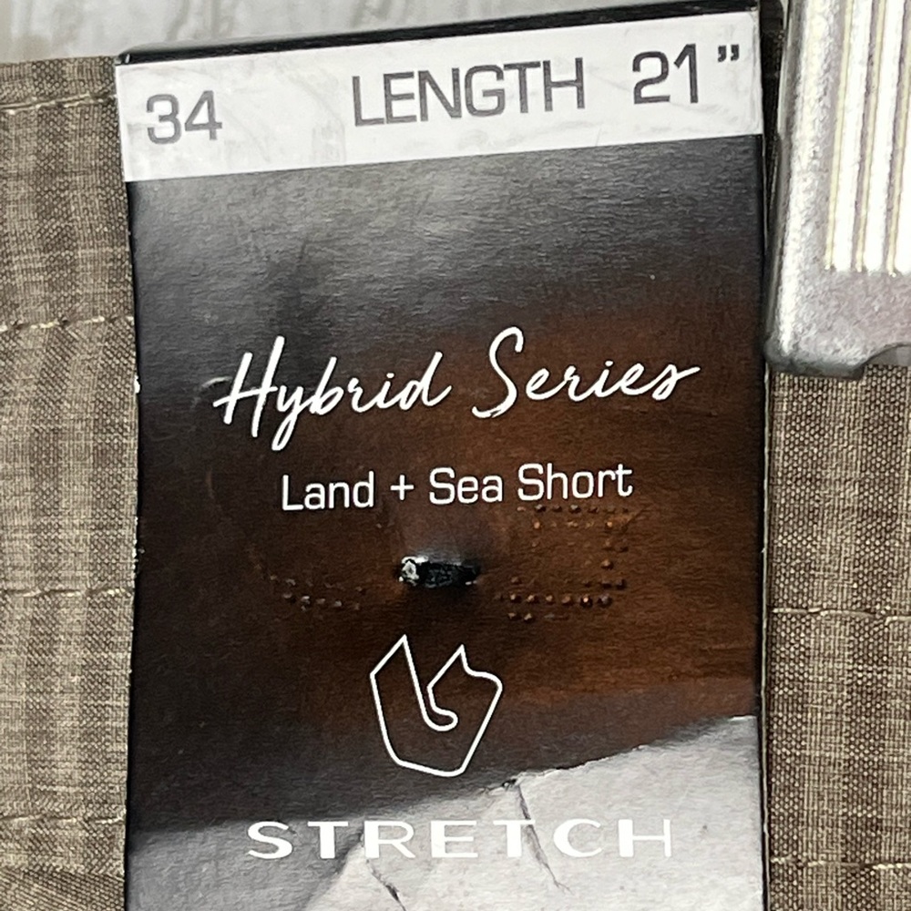 Burnside Hybrid Series Land+Sea men’s shorts in khaki, size 34, length 21” - Picture 7 of 8